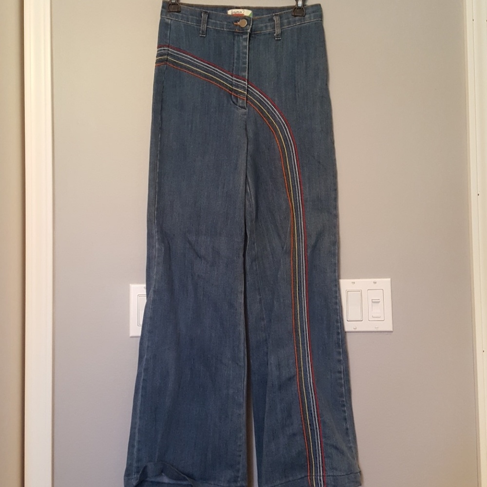 Wide leg rainbow jeans